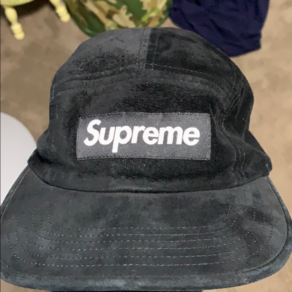 all black 5 panel supreme hat